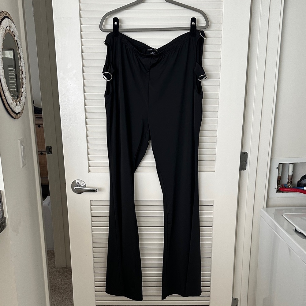 Fashion Nova Black Bootcut Pants with Ring Details